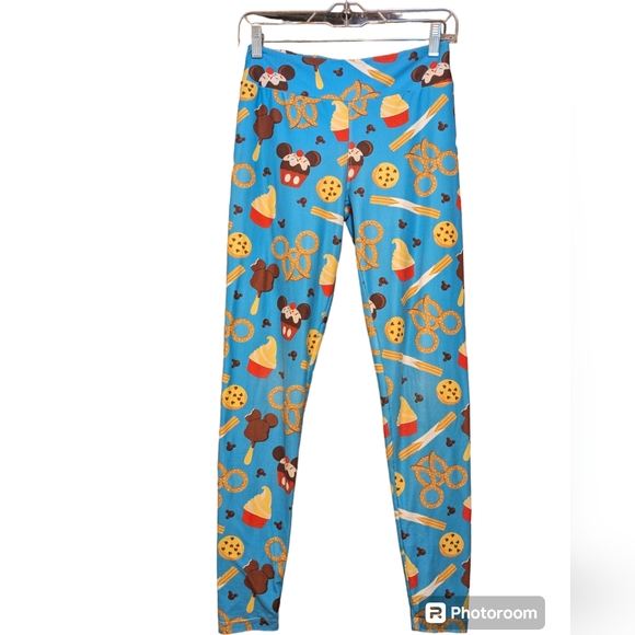 💙 🥨 Disney Snack Food Icons Full Leggings.❗️HARD TO FIND ❗️sz XS - Picture 1 of 10